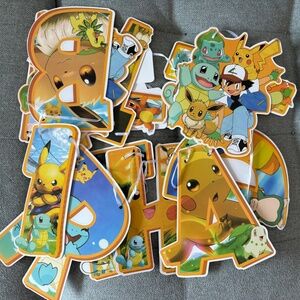 LOT Pokémon Birthday Decor! Backdrop, Banner/Garland, Bags, Plates, Balloons